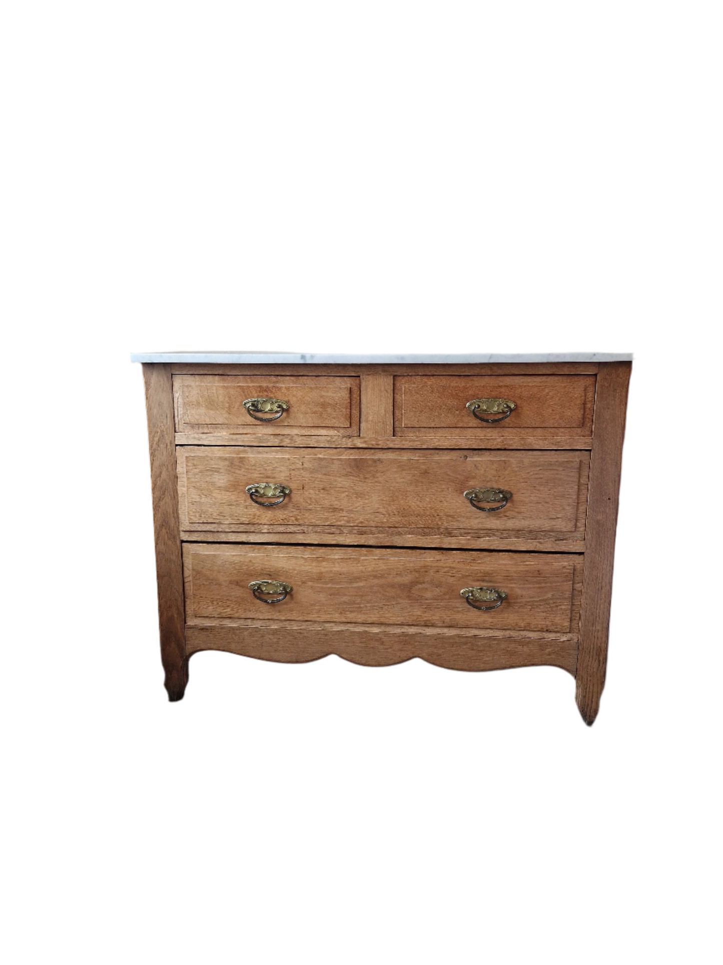 Commode à tiroirs en chêne massif avec plateau en marbre « Bettborn »