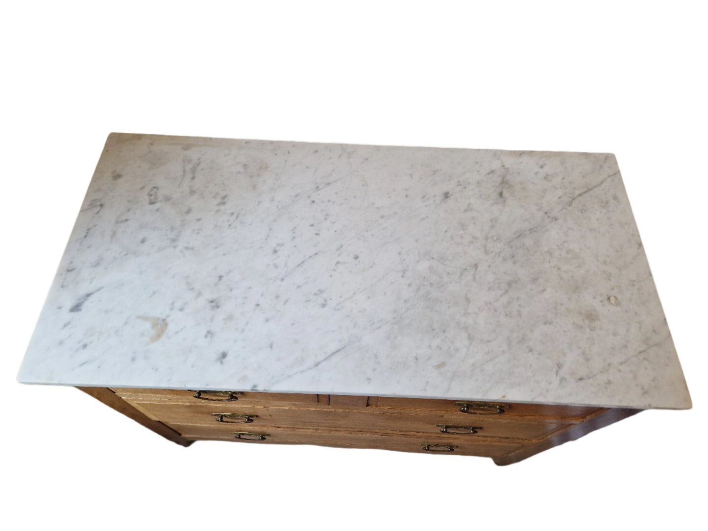 Commode à tiroirs en chêne massif avec plateau en marbre « Bettborn »