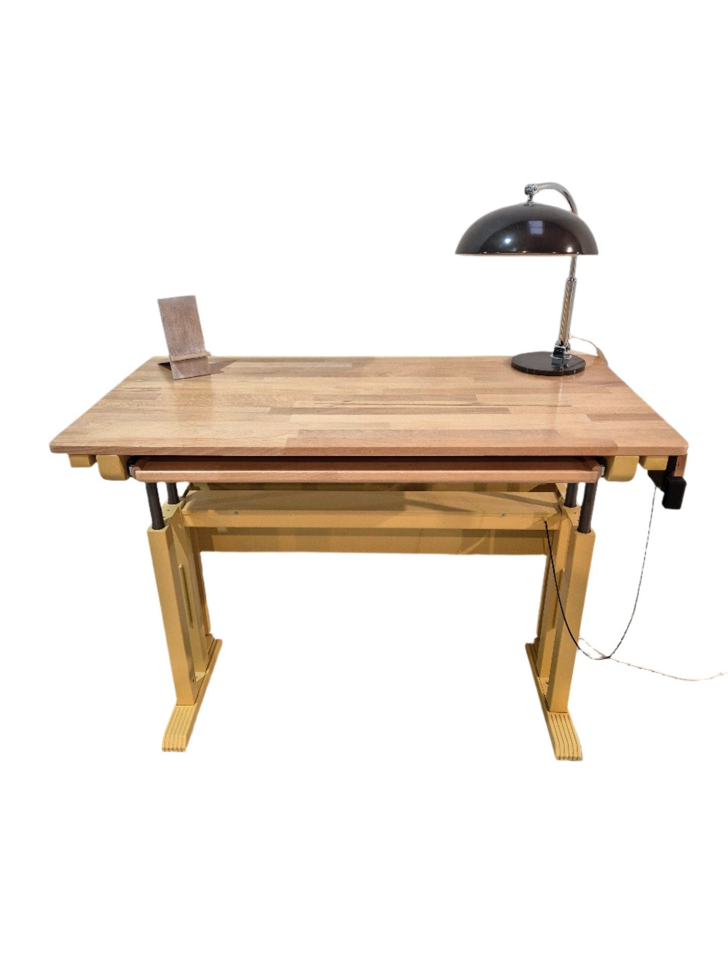 Bureau assis/debout réglable mécaniquement en bois de hêtre et métal « Binsfeld »