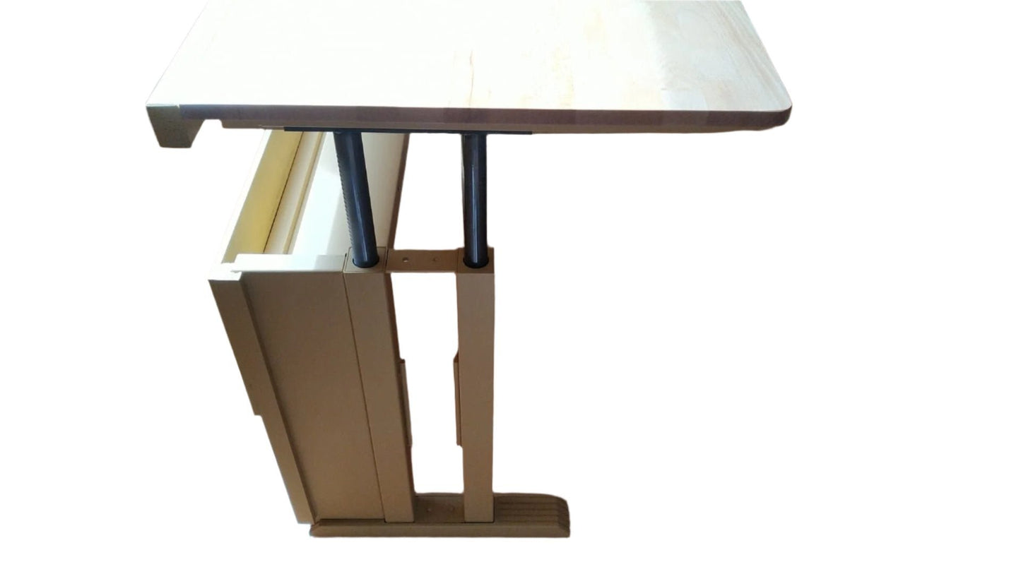 Bureau assis/debout réglable mécaniquement en bois de hêtre et métal « Binsfeld »